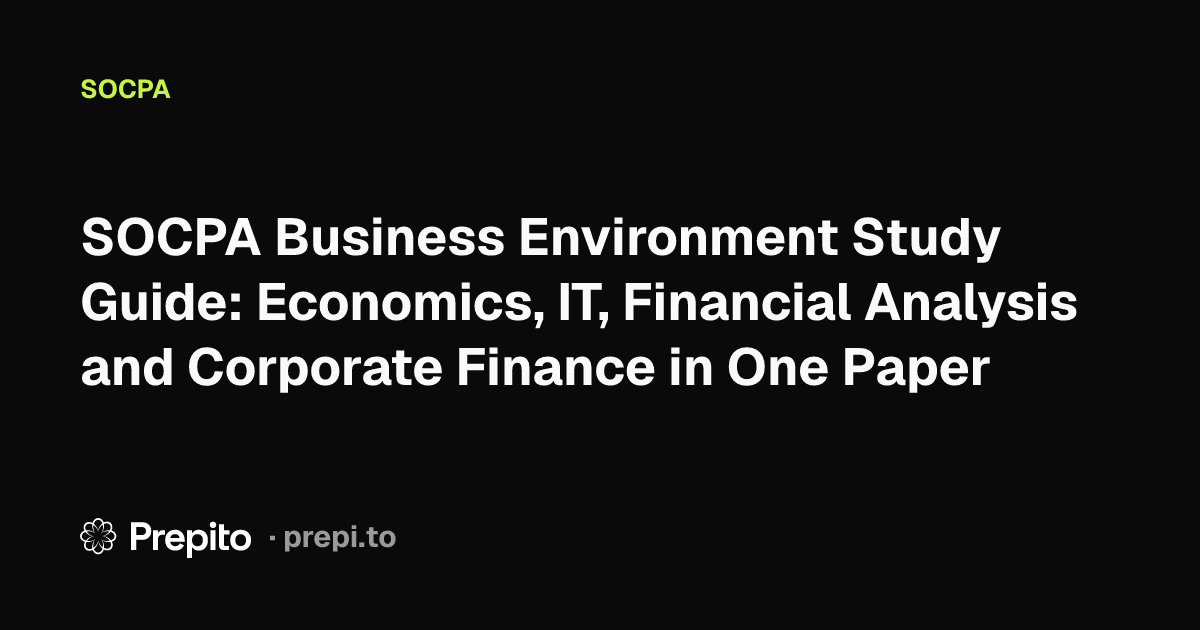 SOCPA Business Environment Study Guide 2026: Syllabus, Topics and Study ...